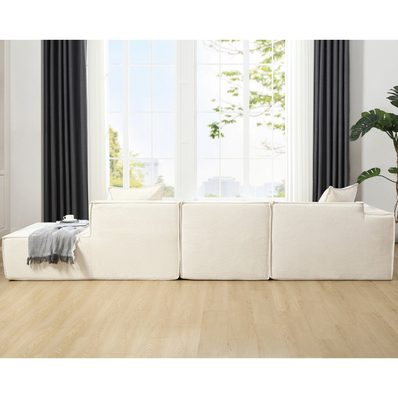 Canapé modulaire minimaliste contemporain beige, avec une sensation spacieuse et relaxante, sans assemblage, décor simple