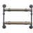 2 Tier Wall Shelf with Metal Tube, Oak and Sandy Black