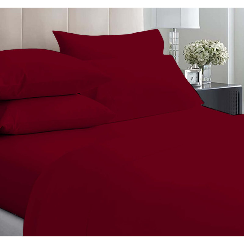 6-Piece Premium Deep Pockets Microfiber Sheet Set, Queen, Burgundy