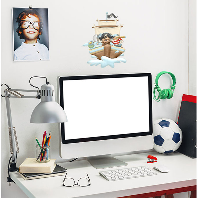 Décalcomanie, autocollant, décoration murale Pirates, H 10 po x l 14 po