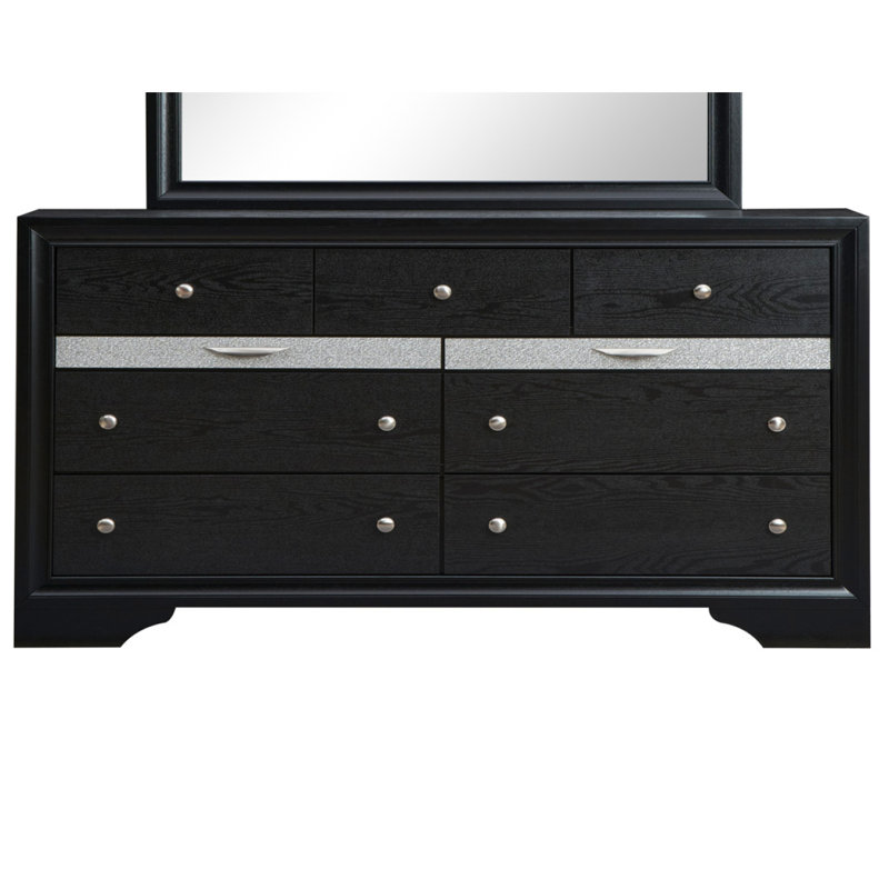Commode double 7 tiroirs Ilene, Noir