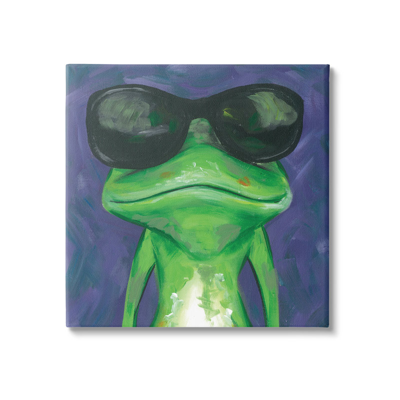 Grenouille portant des lunettes de soleil par Jennifer Rutledge - peinture sur toile tendue, H 24 po x l 24 po x P 1,5 po