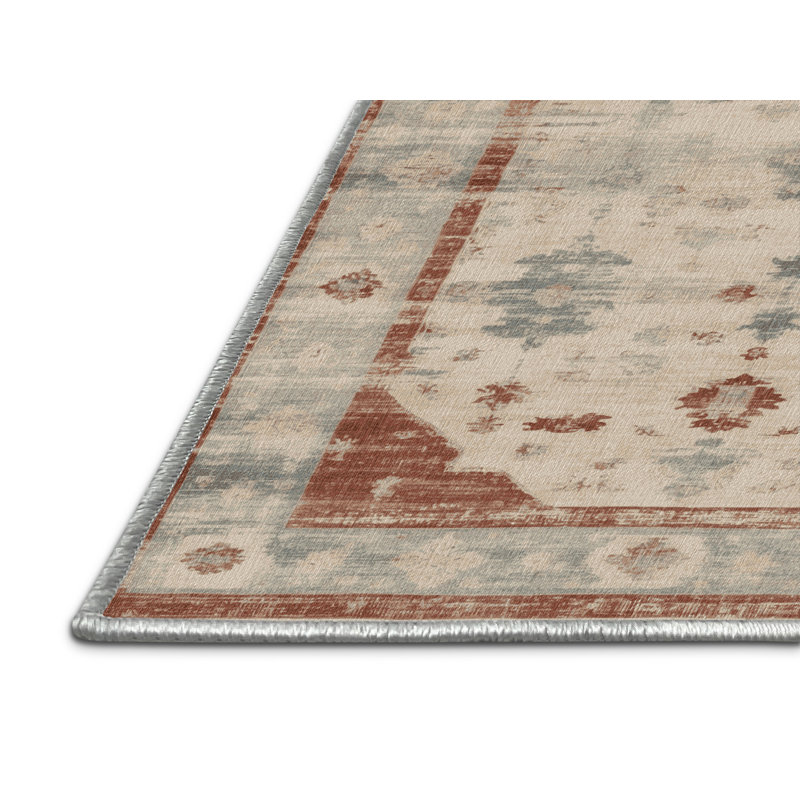 Machine Washable Overdyed Beige Area Rug, Rectangle 5' x 8'