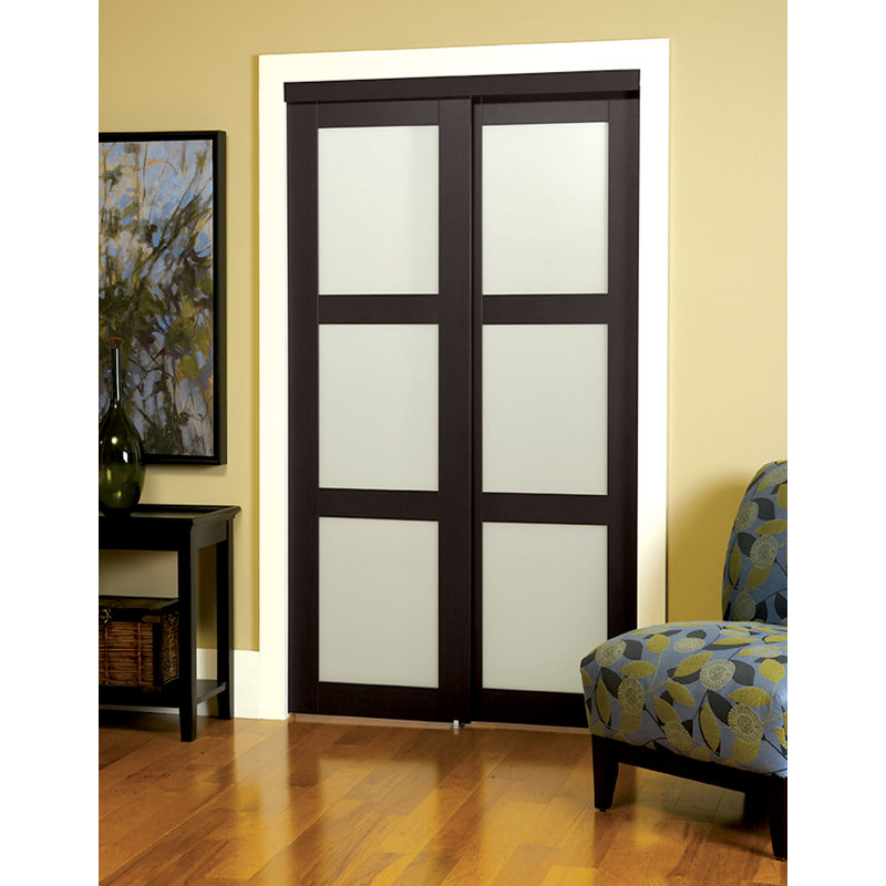 Portes coulissantes en verre pour placard, Espresso, 60 po x 78,6 po