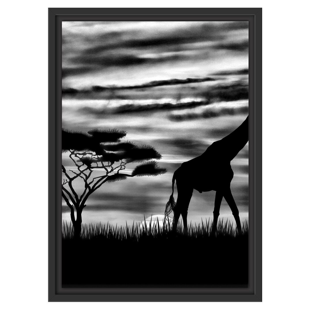 Gerahmtes Wandbild Afrika GiraffenSonnenuntergang