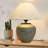 Vintage Brown Ceramic Table Lamp With Bamboo Pattern Linen Shade, Plug-In
