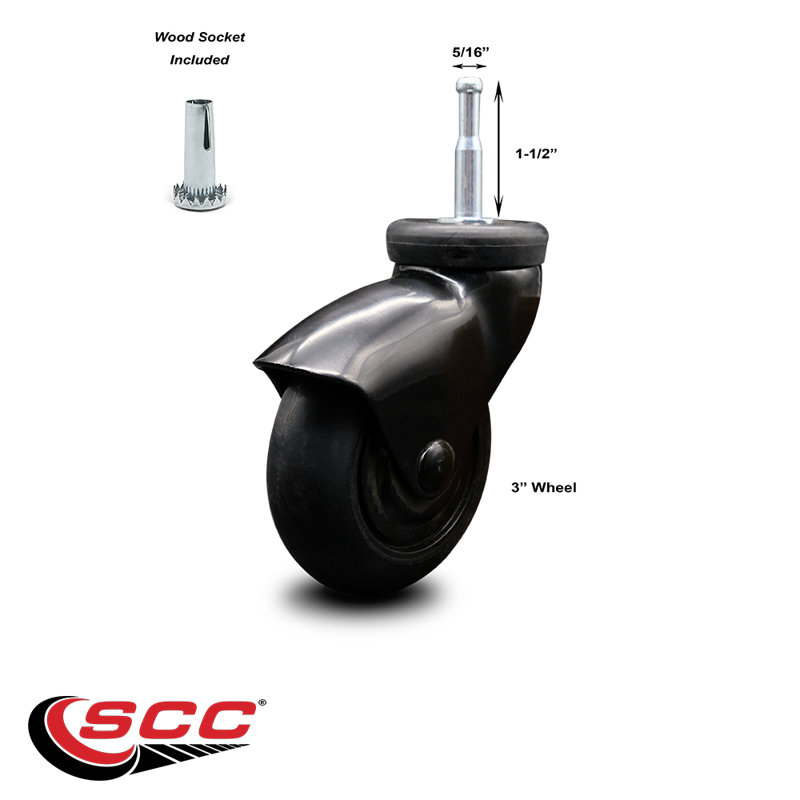 Grip Neck Stem Caster, Black