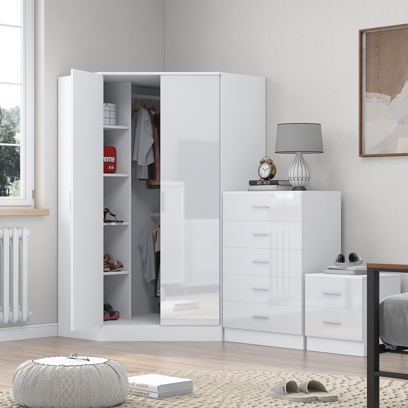 Eva Piece Bedroom Set, White Gloss / Matt White