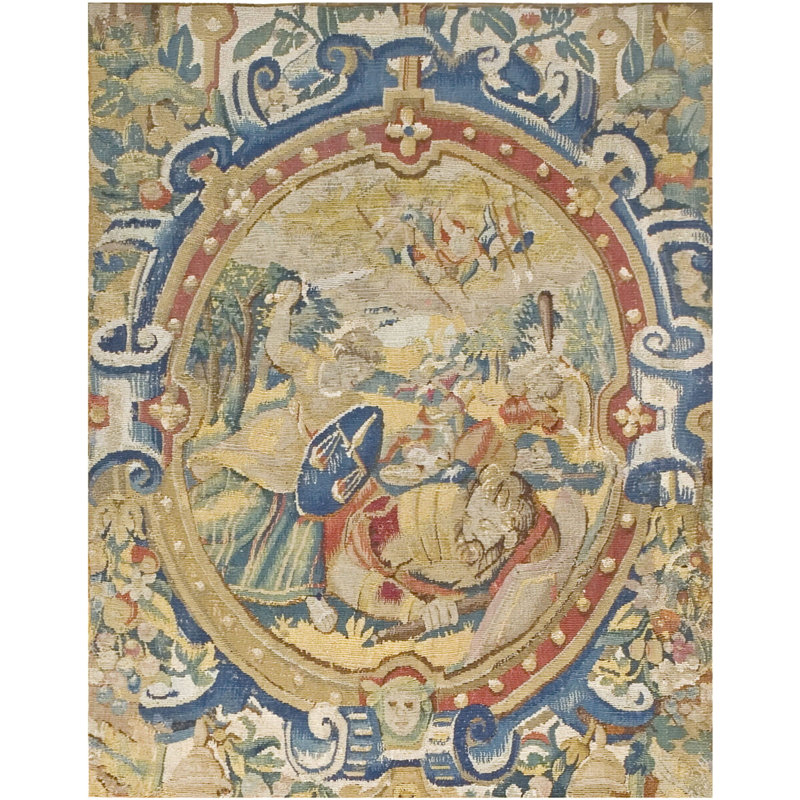 Antique Tapestry Flemish Flat Weave Rug
