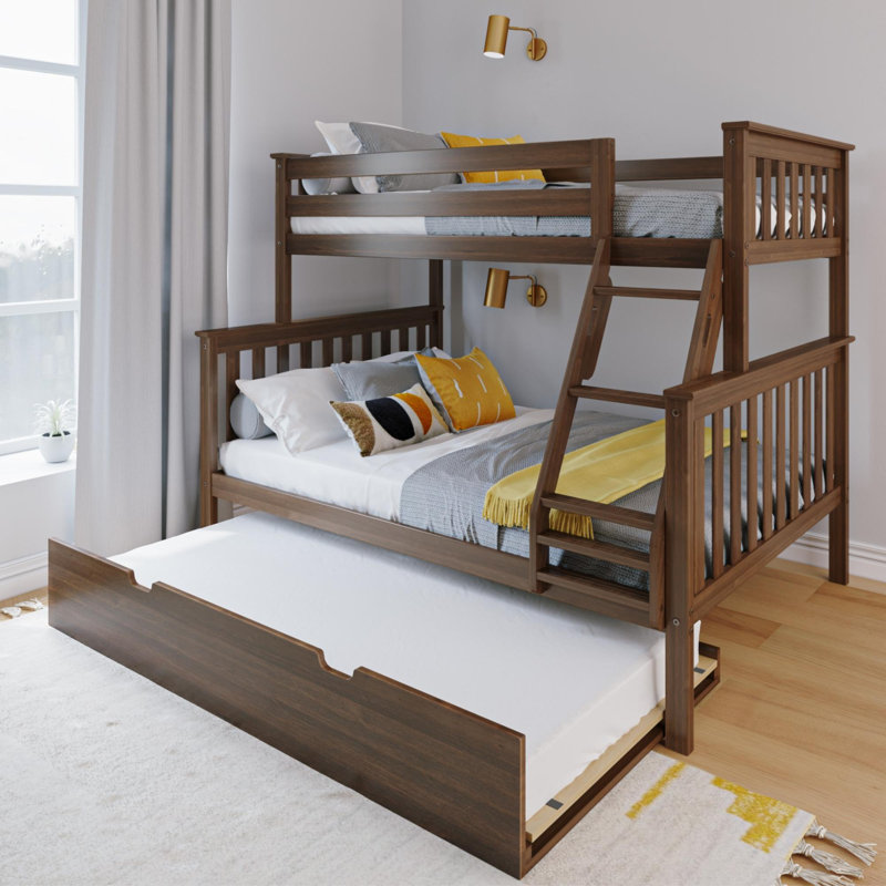 Bolles Kids Bunk Bed with Trundle, Twin over Full, Walnut
