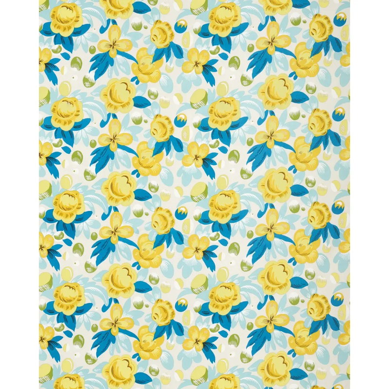 Juin Fabric, Citron/ Peacock