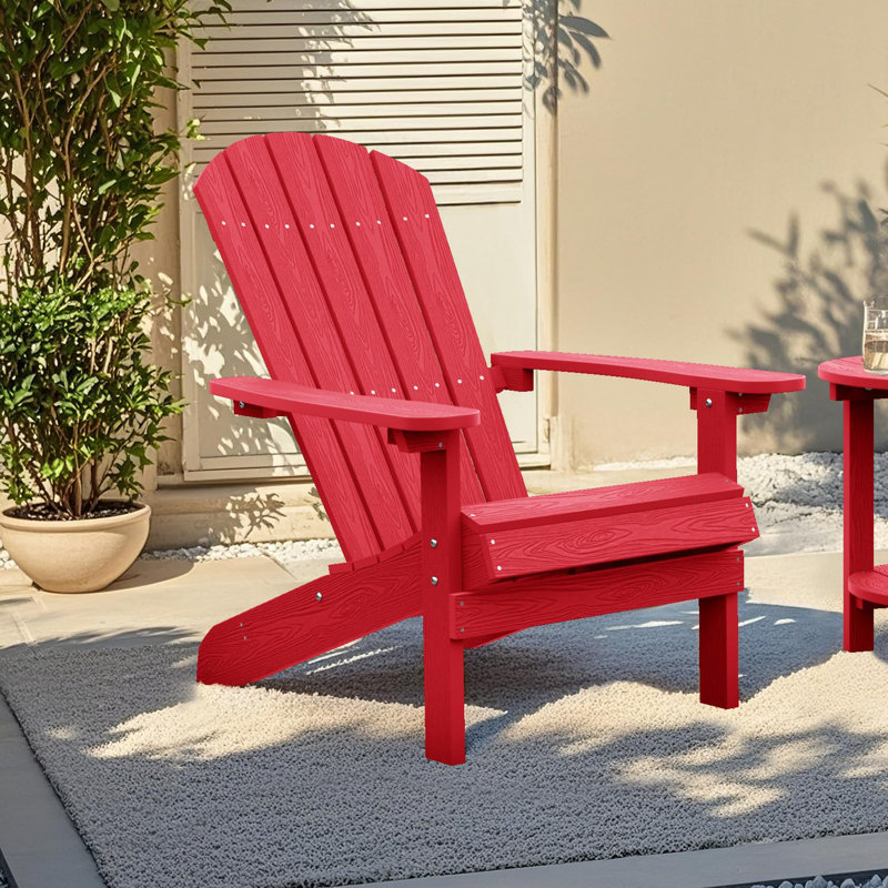 Plastic Patio Adirondack Chair, Red