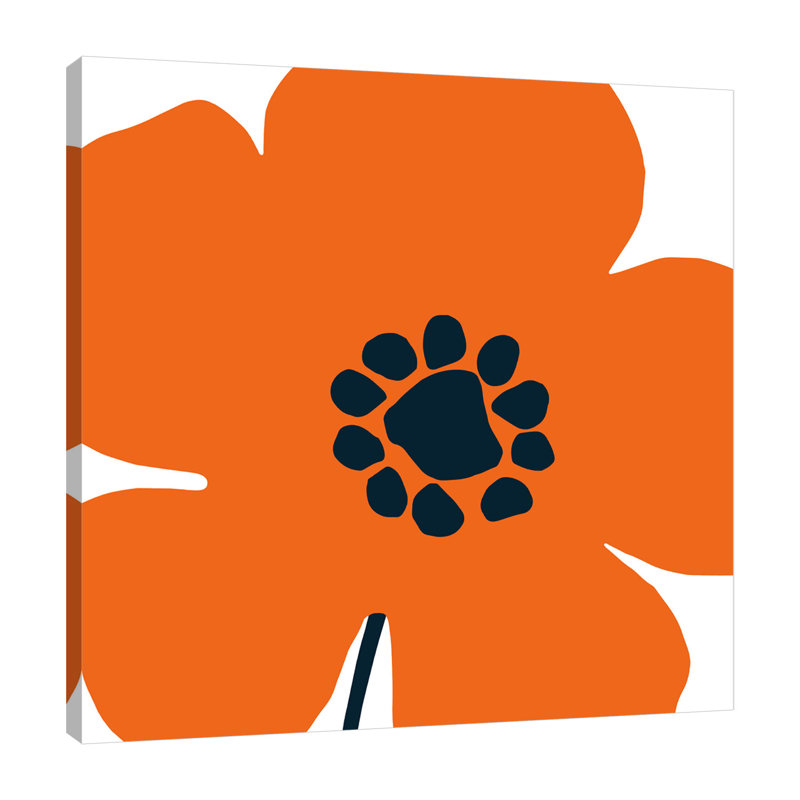 Wild Apple Portfolio Pop Art Floral I Orange by Wild Apple Portfolio - Wrapped Canvas Print, 18" H x 18" W x 1.5" D