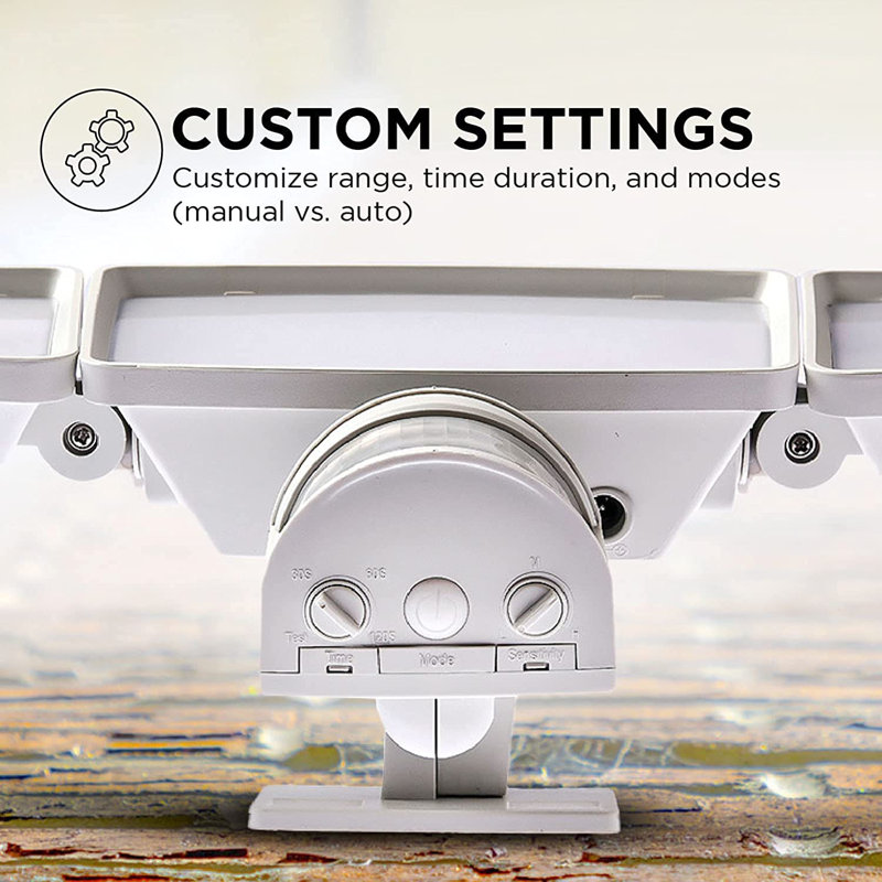 3 - Head LED Solar Powered Outdoor Security Flood Light with Motion Sensor and Timer, White