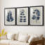 Fleurs bleu marine pressées IV - reproduction encadrée sur mesure de qualité supérieure mate - 3 pièces-260337423-260337421