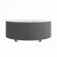 Table basse ronde moderne mobile avec roulettes, 2 tiroirs-2052296077