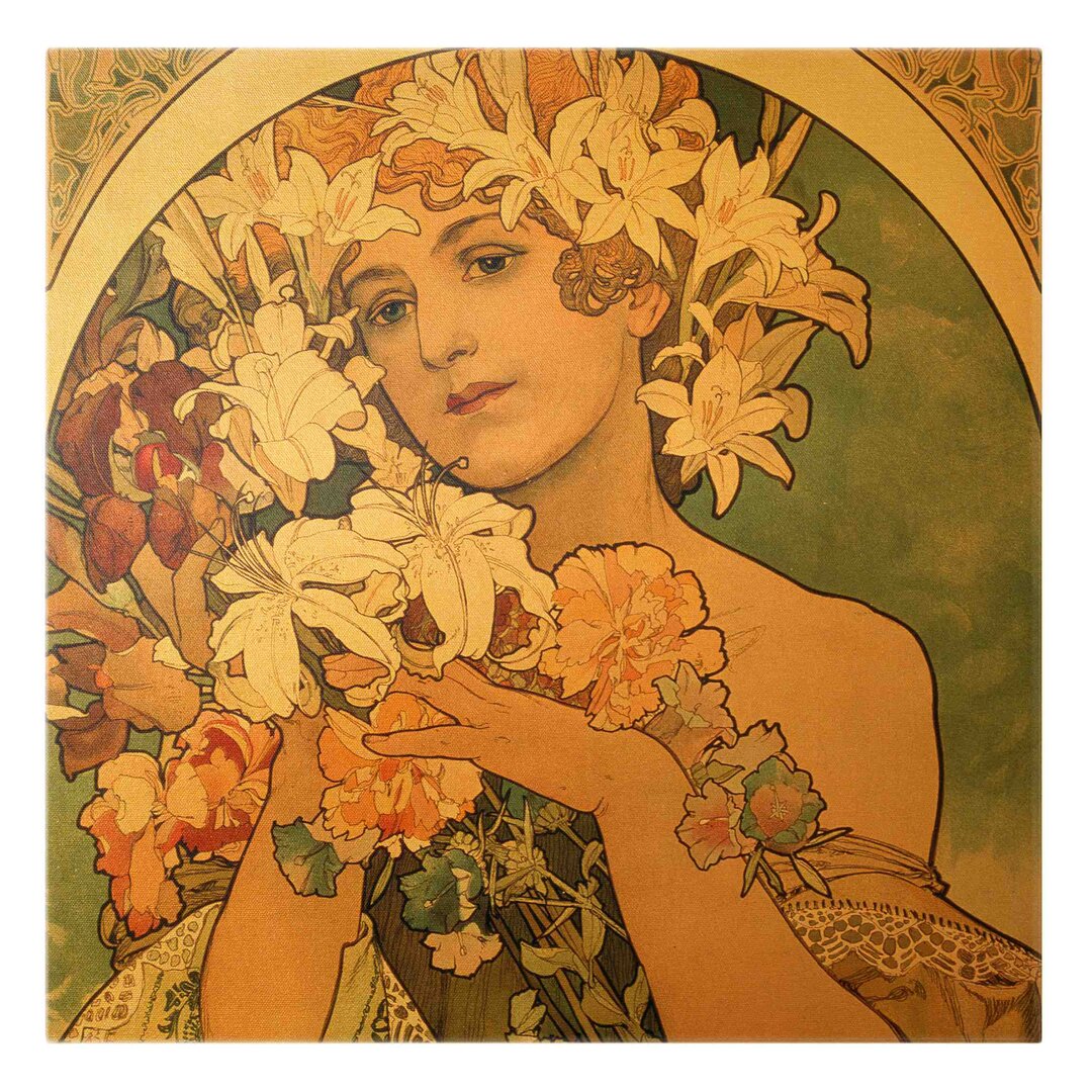 Leinwandbild Blume von Alfons Mucha