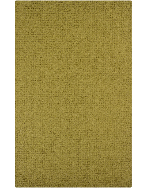 Tapis d'intérieur Zula en laine unie vert olive, tufté à la main et fait à la main, 5 pi x 8 pi