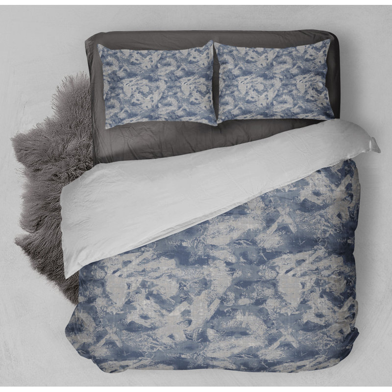 Polyester Twill Abstract Duvet Cover, Queen Duvet Cover + 2 Standard Pillowcases