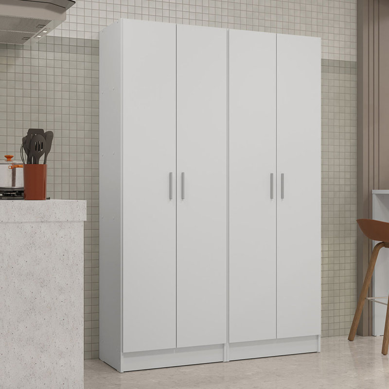 Armoire de rangement en bois Hokku Designs, Blanc / Blanc