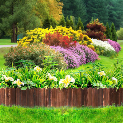 Wood Garden Fence(4 Pack, Total 15.6Ft Length)