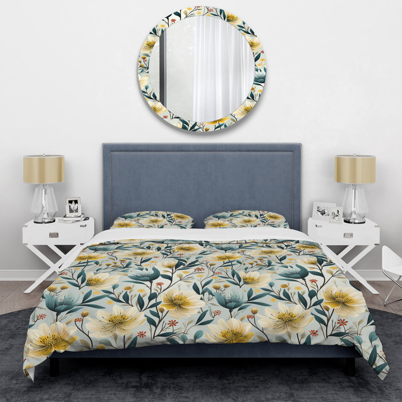 Literie à motif de pivoines Ethereal Botanicals, Housse de couette pour très grand lit et 2 très