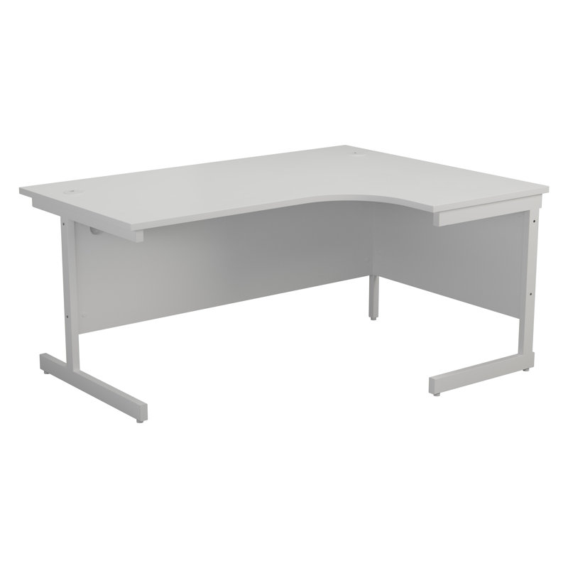 Buariki L-Shaped Metal Base Desk Shell, Left, White, White