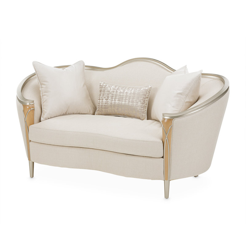 Villa Cherie 71'' Round Arm Loveseat, Pearl 100% Polyester