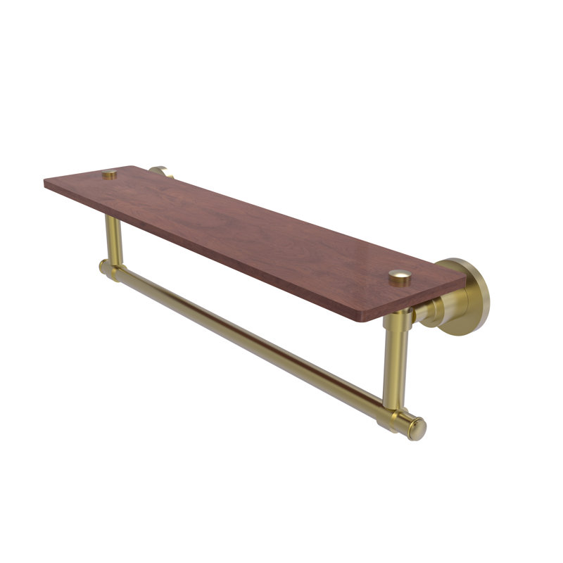 Arviso Bracket Shelf with Towel Bar, Satin Brass, 4" H x 22" W x 5" D