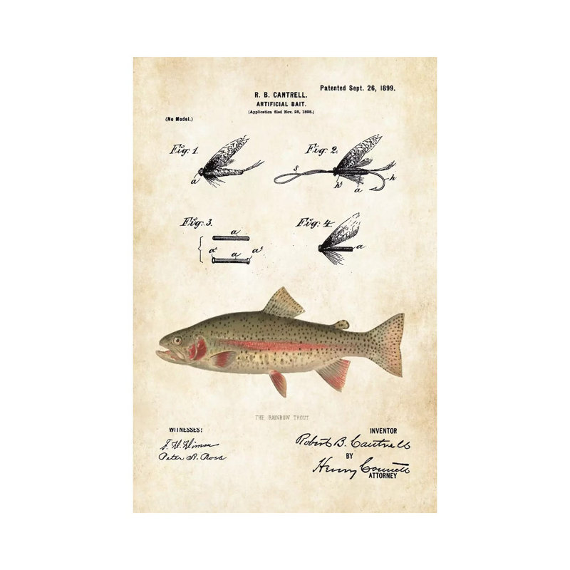 Rainbow Trout Fishing Lure by Patent77 - Wrapped Canvas Gallery-Wrapped Canvas Giclée, 30.48cm H x 20.32cm W