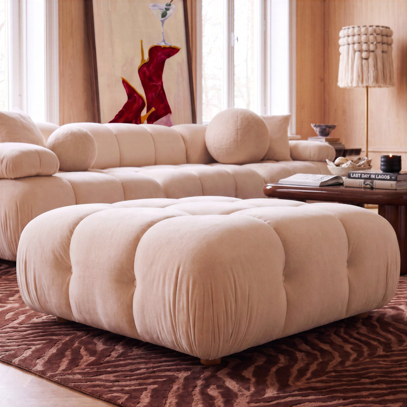 Pouf modulaire Calliope Cream Performance Velvet