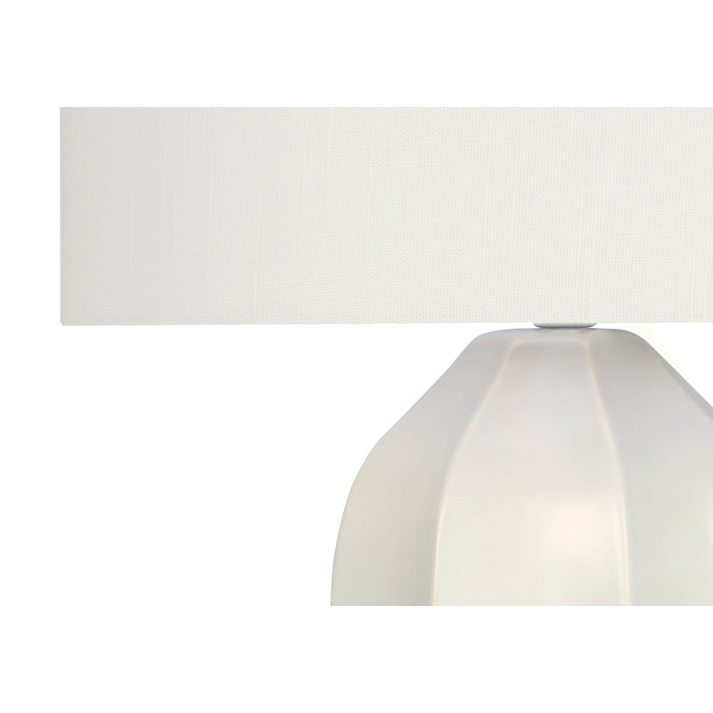 Lighting, H 27 po, lampe de table, céramique crème, abat-jour ivoire / crème, moderne