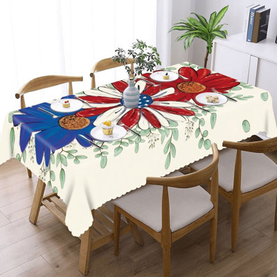 Nappe à bordure festonnée Juneteenth Patriotic Daisy, 60 po x 120 po, pour la cuisine et les fêtes
