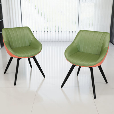 A Set Of 2 Dining Chairs, Medieval Modern Kitchen Dining Chair, PU Decorative Chairs With Black Metal Legs, Suitable For HomeKitchen