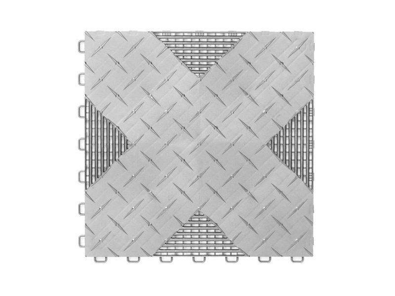 Silver Polypropylene Hybrid-X Garage Flooring Tiles Set