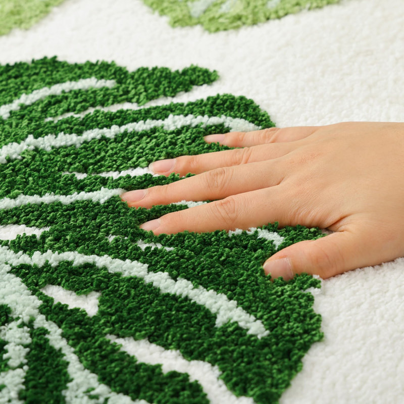  Tapis à feuilles Monstera, tapis de salle de bain long pour tapis de salle de bain vert, tapis de cuisine pour la chambre à coucher, tapis lavables et anti-dérapants, moelleux et esthétique (50 po x 20 po)