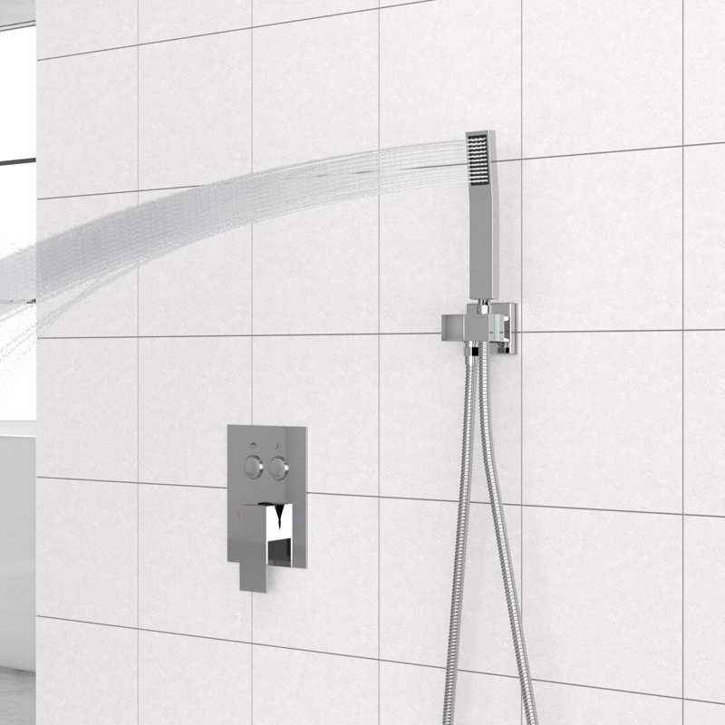 Dual Shower Head  10 Inch Wall Mounted Square Shower System With Roughin Valve,Chrome