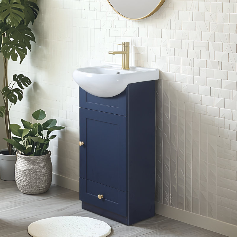 Mini-meuble-lavabo simple 18 po avec lavabo moderne 18 po, Bleu