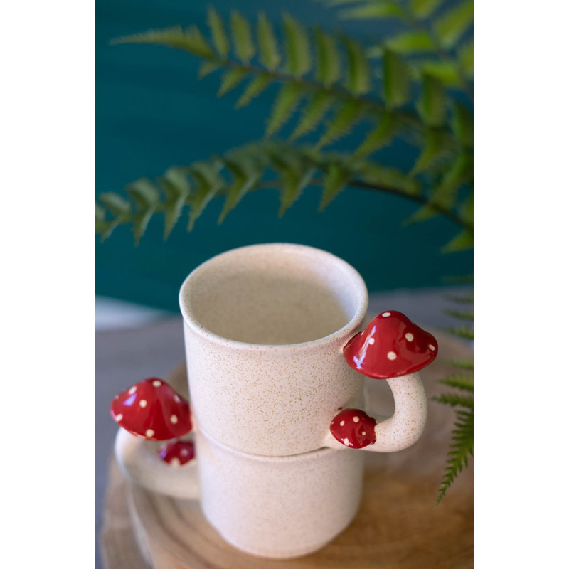 Kalalou Handcrafted Ceramic Mug – Mushroom Design 5.1" H