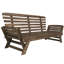 Méridienne de patio d'extérieur réglable en bois avec coussins pour petits espaces, finition brune-372040373