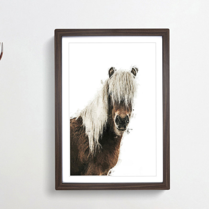 Icelandic Horse - Picture Frame Painting Print, 36cm H x 27cm W x 2cm D, Walnut Framed