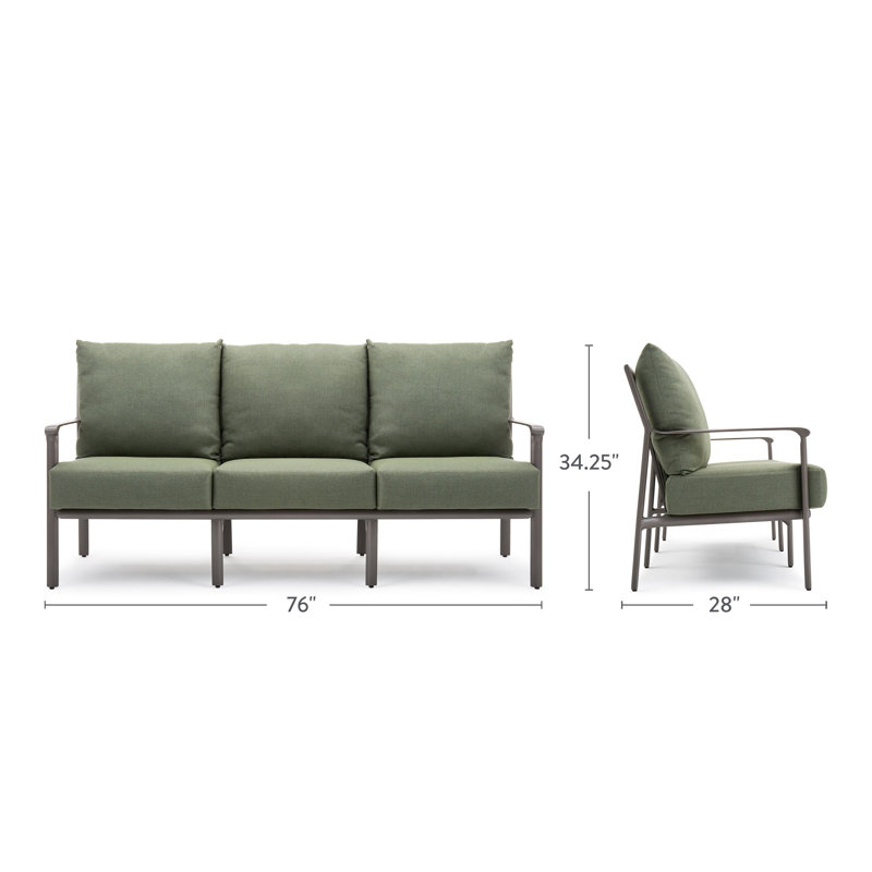 Outdoor 3 - Seat Patio Sofa, Green, Brown