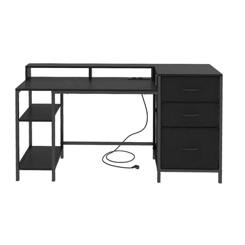 MDF Steel Computer Desk, Black