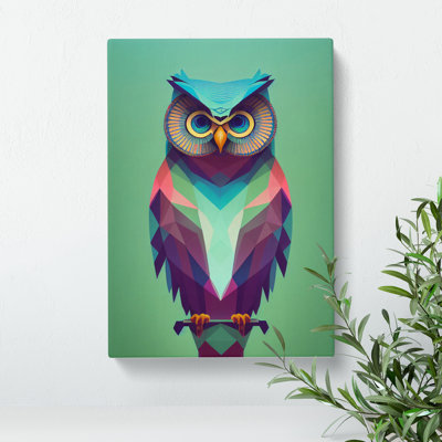 Geometric Owl No.3 Abstract - Wrapped Canvas