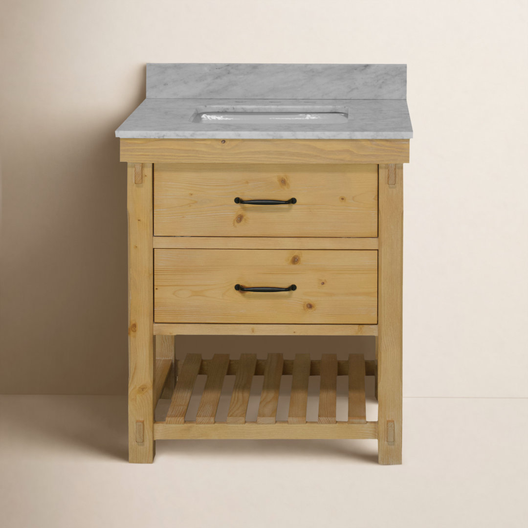 Lillian 30'' Single Bathroom Vanity with Carrara Marble Top Birch Lane™