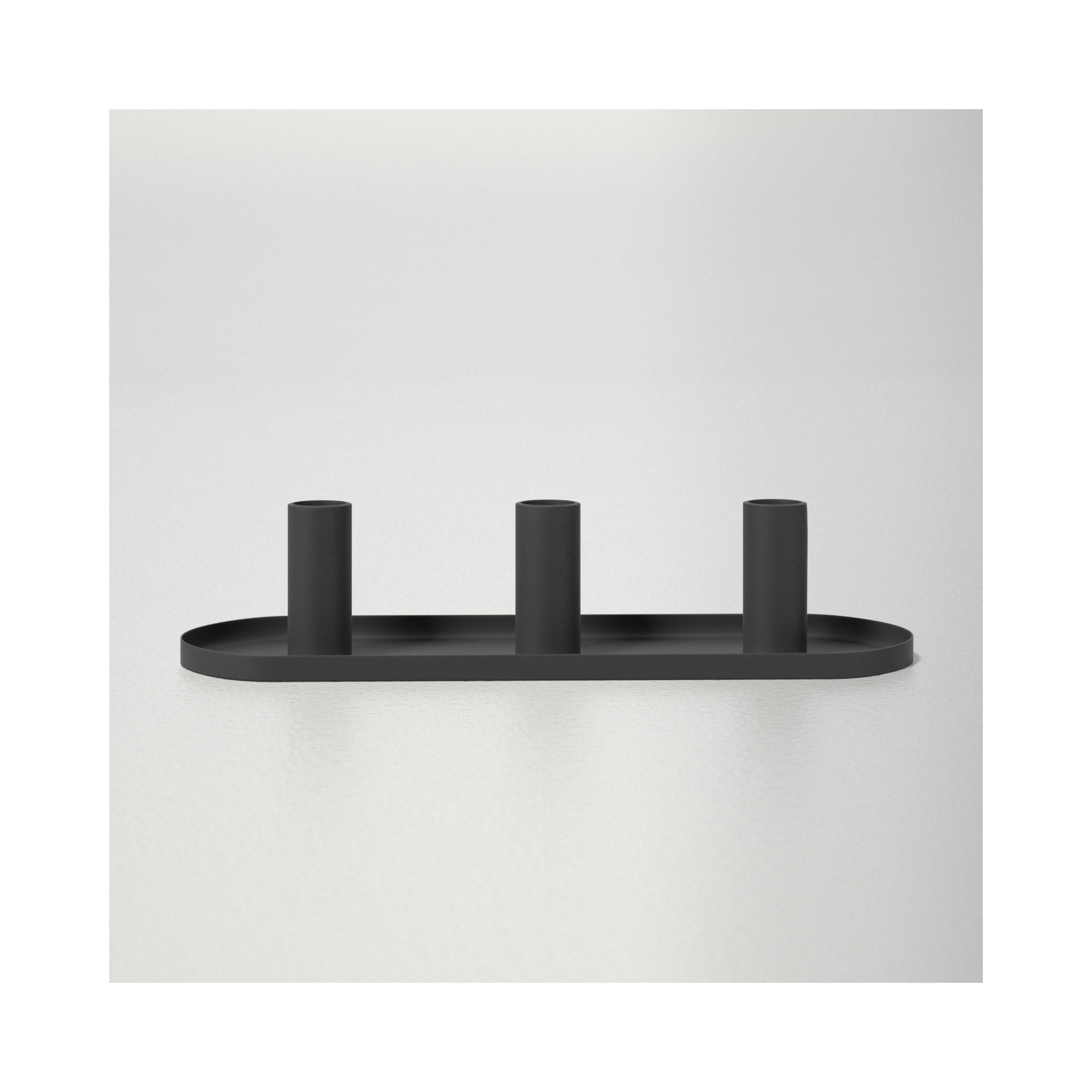 3 Piece Aluminum Tabletop Candlestick Set, Black