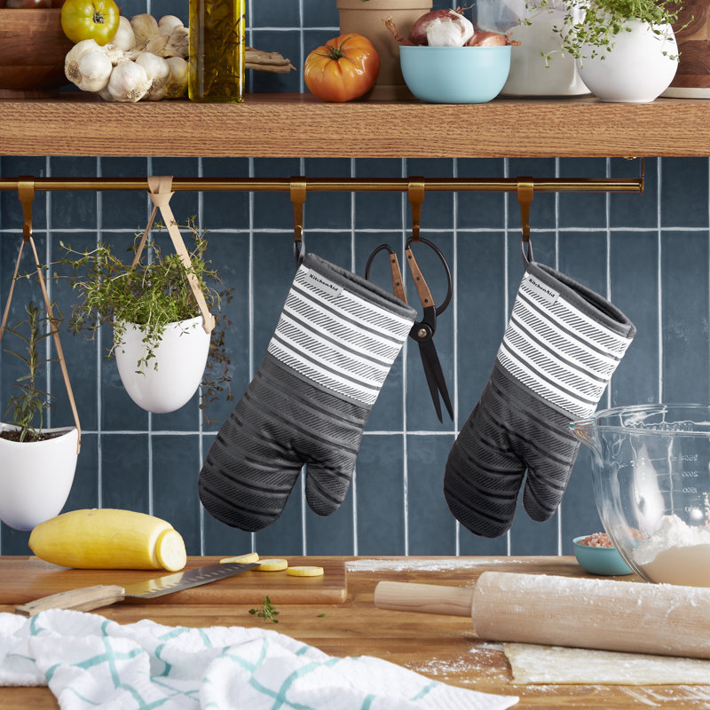 KitchenAid Albany Oven Mitt 2-Pack Set, Charcoal Gray