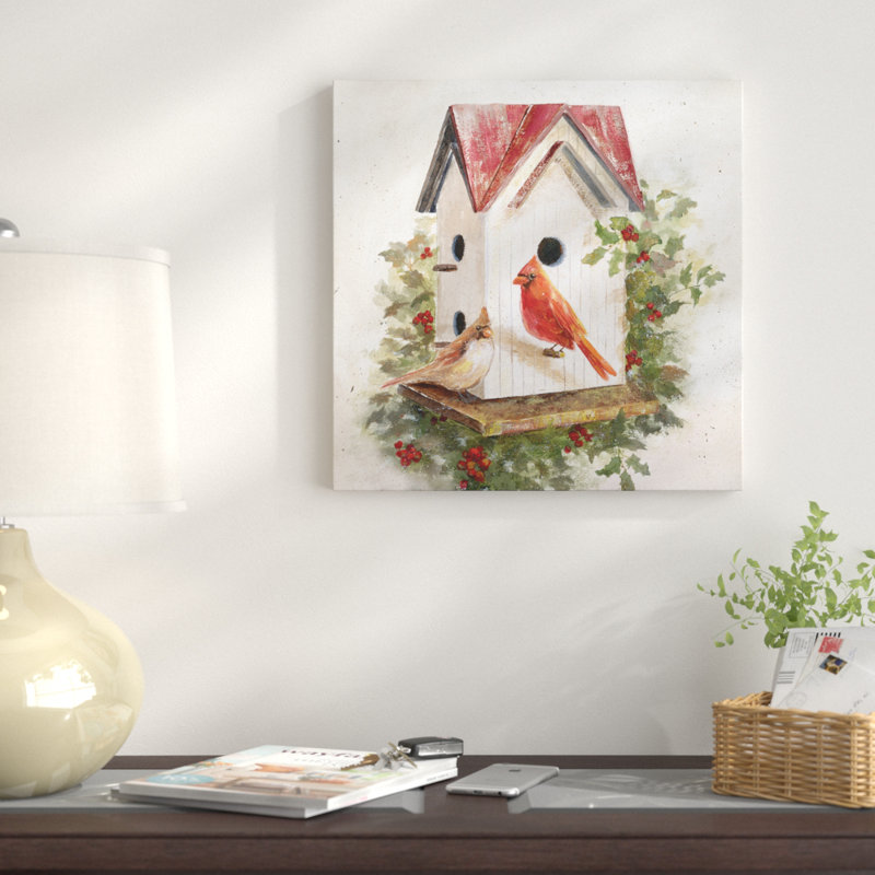 « holly berry nichoir », impression sur toile, H 40 po x l 40 po x P 1,5 po, Toile tendue