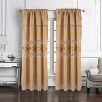 Bryant Embroidered Macrame Rod Pocket Window Curtain