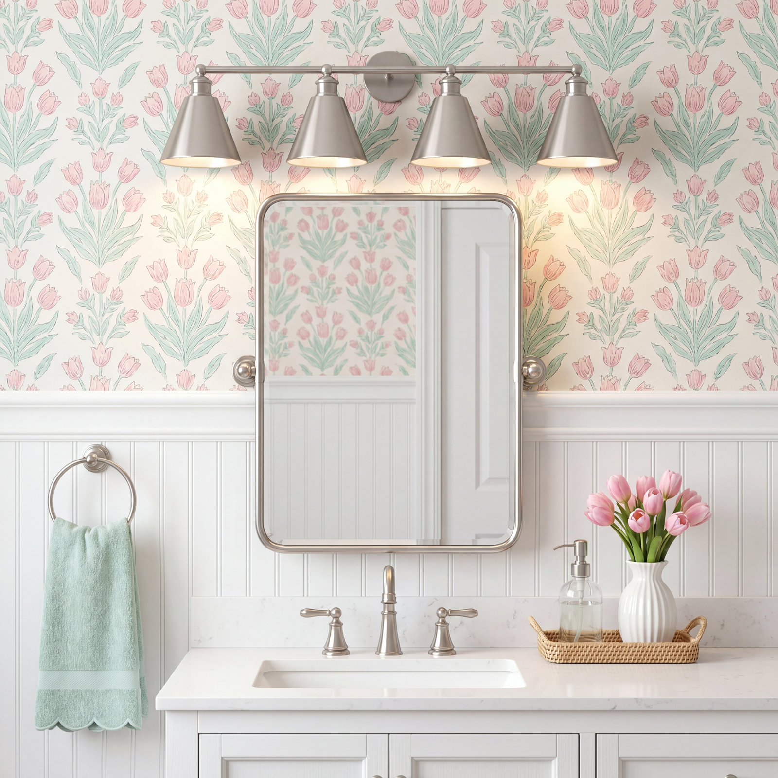 4-Light Dimmable Vanity Light, Brushed Nickel